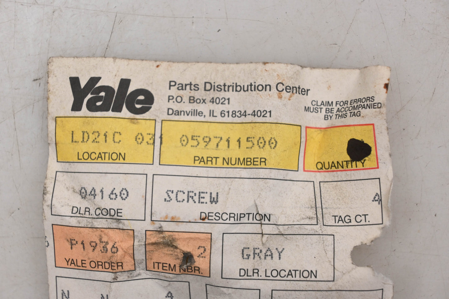 Yale 059711500 Hex Head Screws Qty 2 NOS