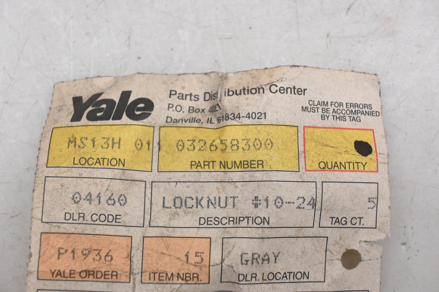 Yale 32658300 Locknuts Qty 2 NOS