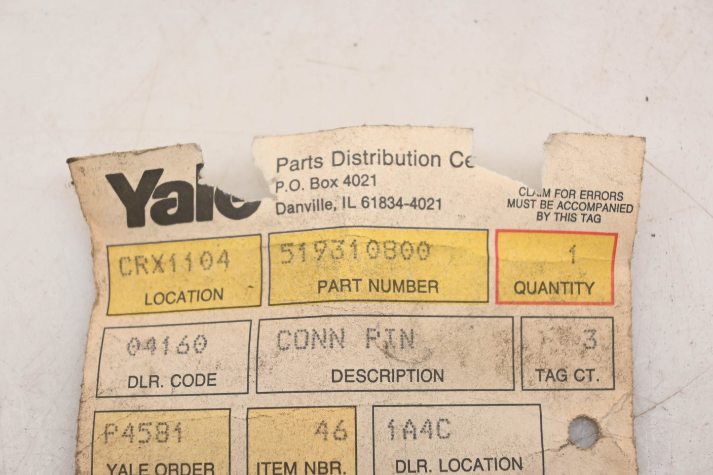 Yale 519310800 Connecting Pin NOS