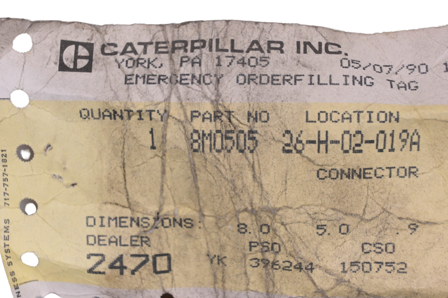 Caterpillar 8M0505, 8M-0505 Connector NOS