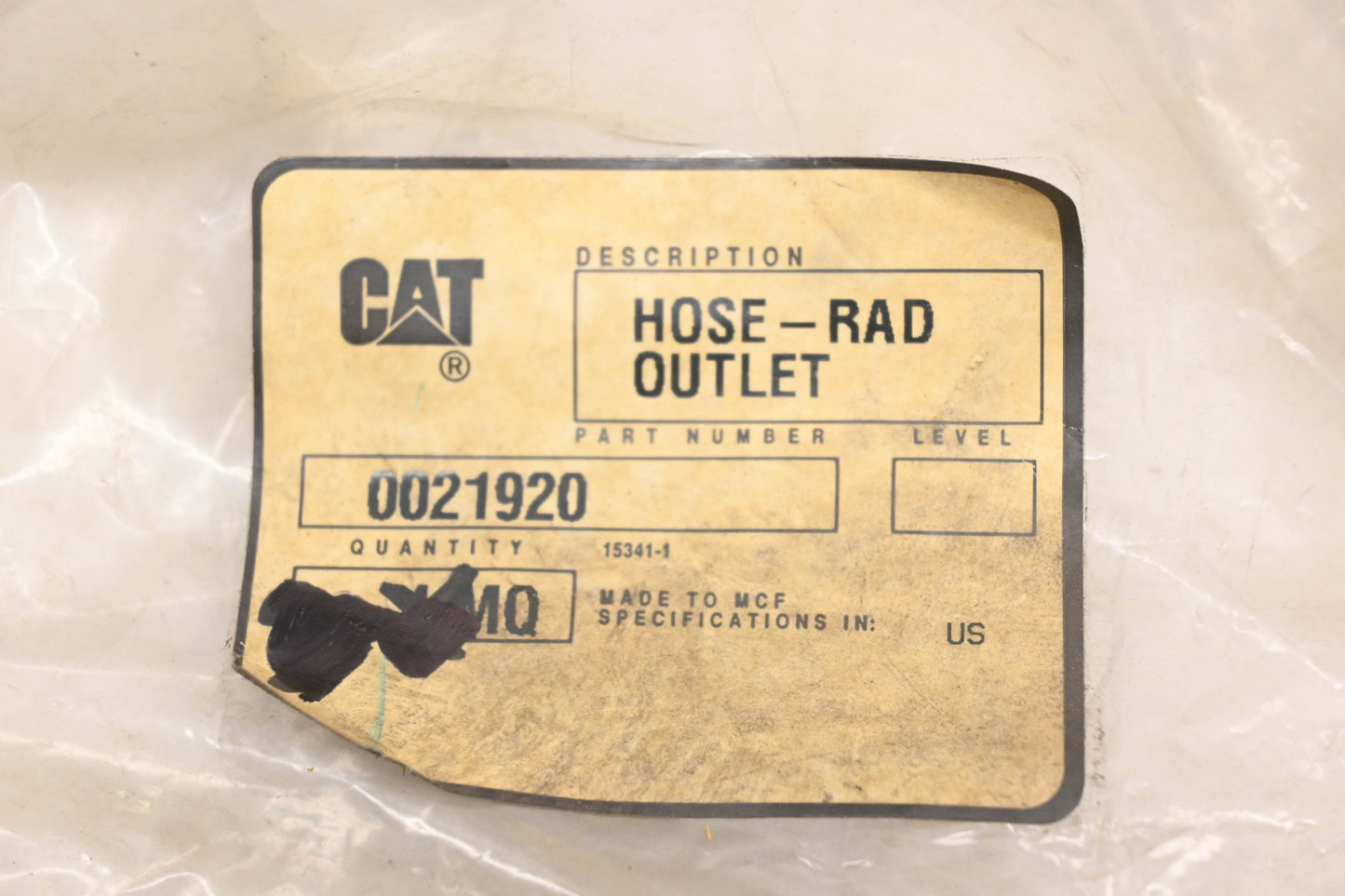 Caterpillar 0021920, 002-1920 Radiator Outlet Hose NOS