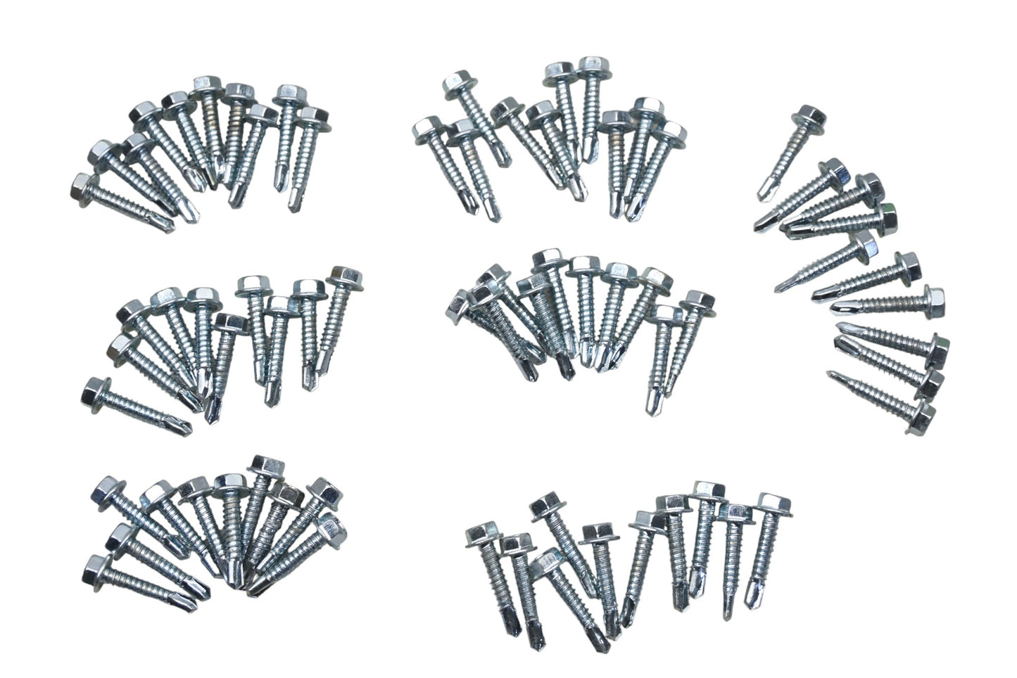 Aquidneck IP007-9 Zinc 1/4-14 x 1-1/4 Self Drill Hex Washer Head Screws Qty 70 NOS