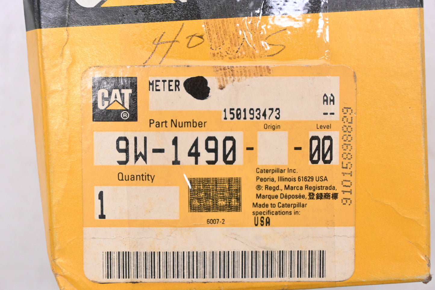 Caterpillar 9W1490, 9W-1490, 9G6762 Service Hour Meter NOS