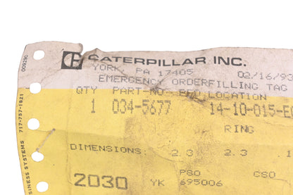 Caterpillar 034-5677, 0345677 Retaining Ring NOS