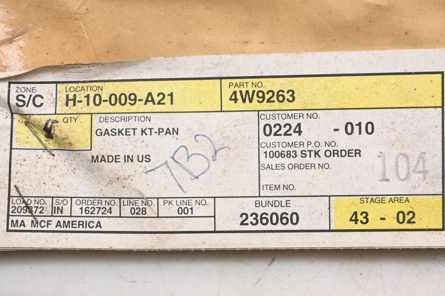 Caterpillar 4W9263, 4W-9263 Oil Pan Gasket Kit NOS