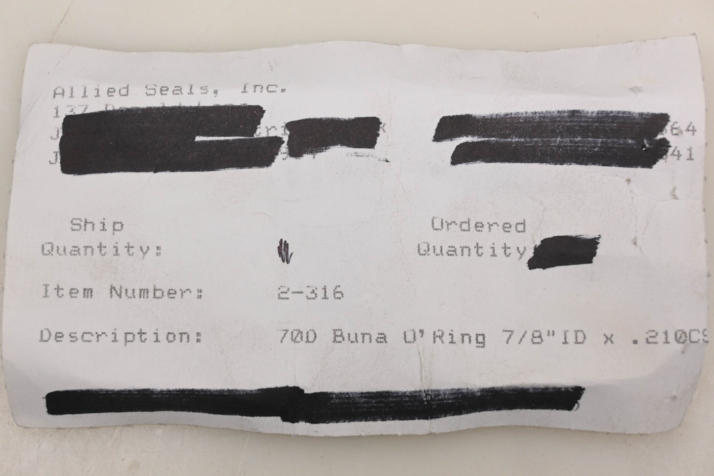 Allied 2-316 70D Buna O-Rings Qty 5 NOS