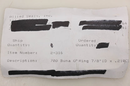 Allied 2-316 70D Buna O-Rings Qty 5 NOS
