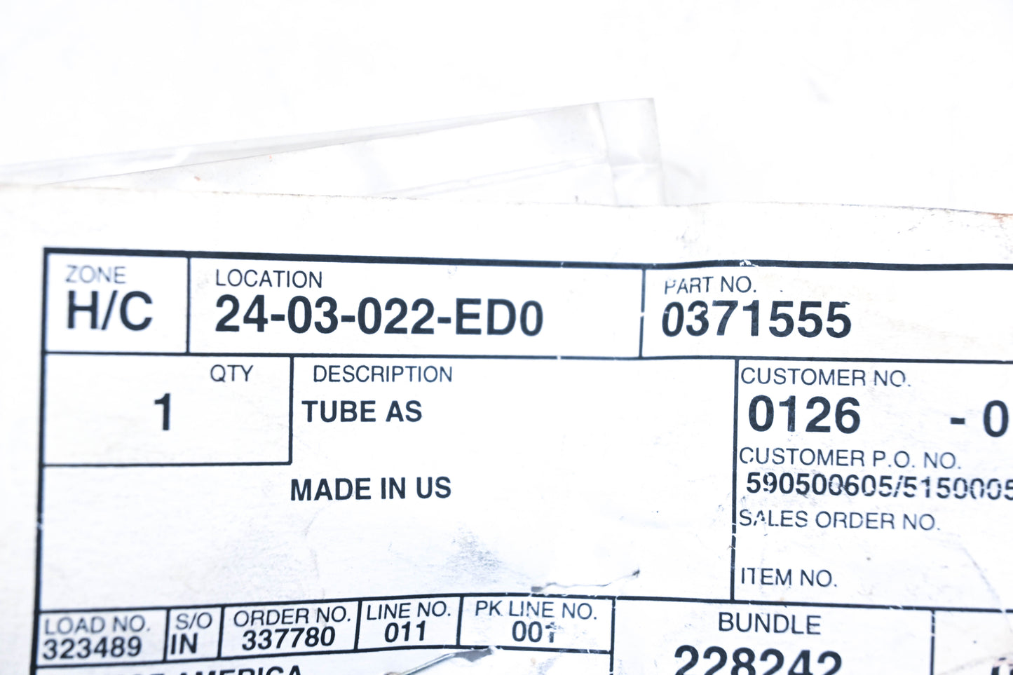 Caterpillar 0371555 Tube Assembly NOS