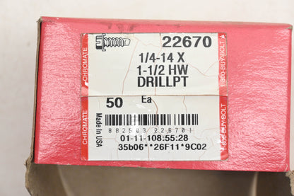 Chromate 22670 1/4-14 x 1-1/2" HW Self Tapping Screws Qty 50 NOS