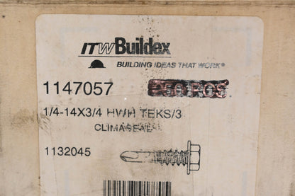 ITW Buildex 1147057 1/4-14 x 3/4 HWH TEKS/s Screws Qty 185 NOS
