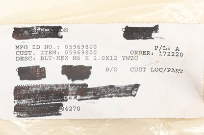 Ariens 05969800 Hex Head Bolt NOS