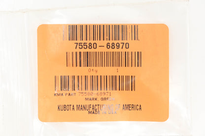 Kubota 75580-68970 Green Mark Decal NOS