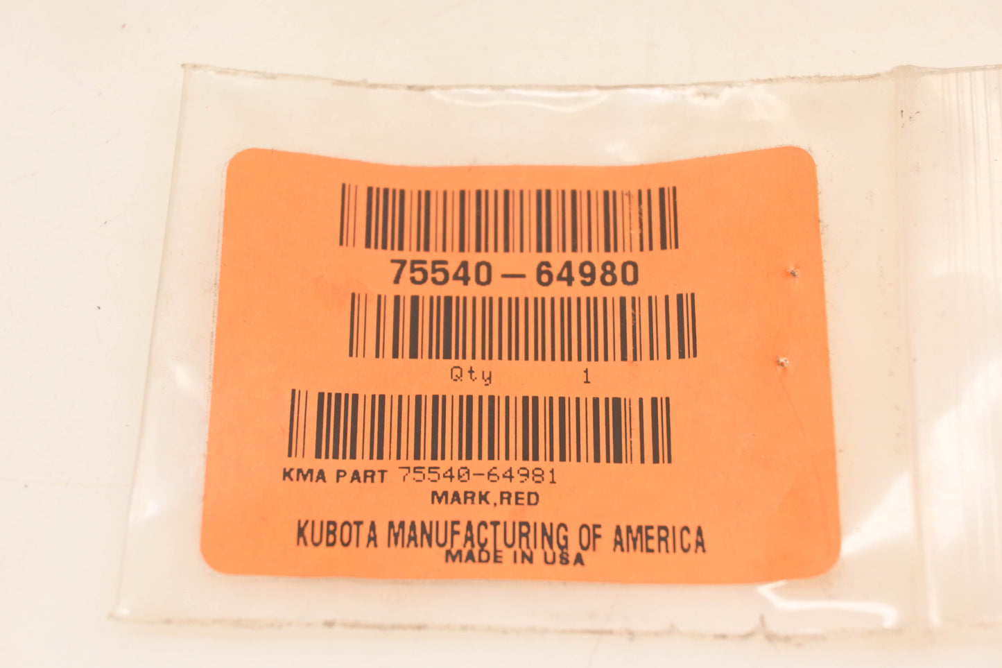Kubota 75540-64980 Red Mark Decal NOS