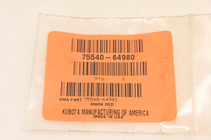 Kubota 75540-64980 Red Mark Decal NOS