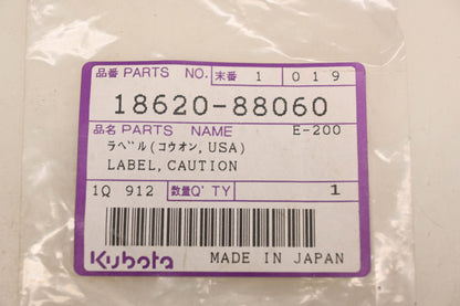 Kubota 18620-88060, 18620-88061 Caution Hot Exhaust Label NOS