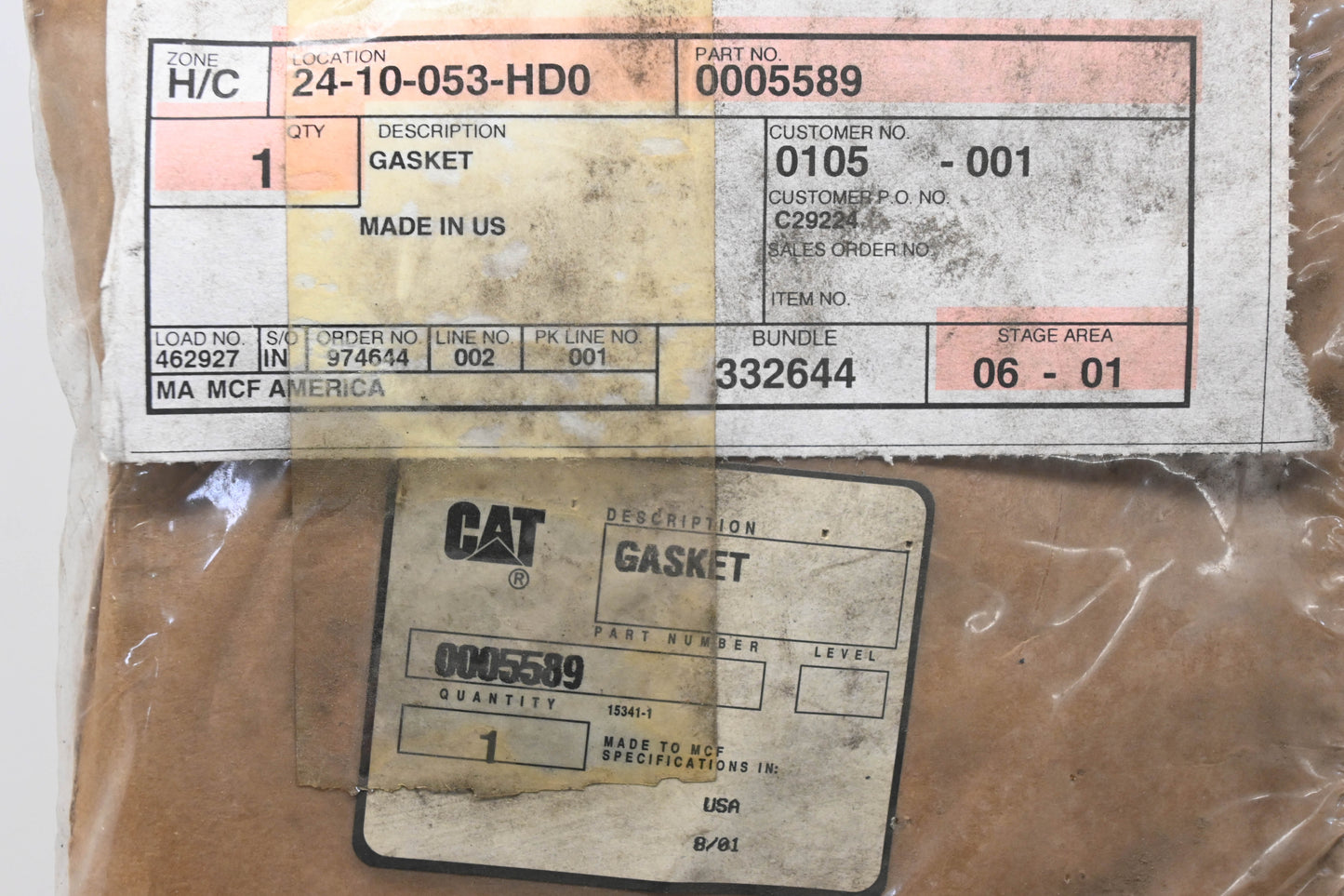 Caterpillar 0005589 Gasket NOS