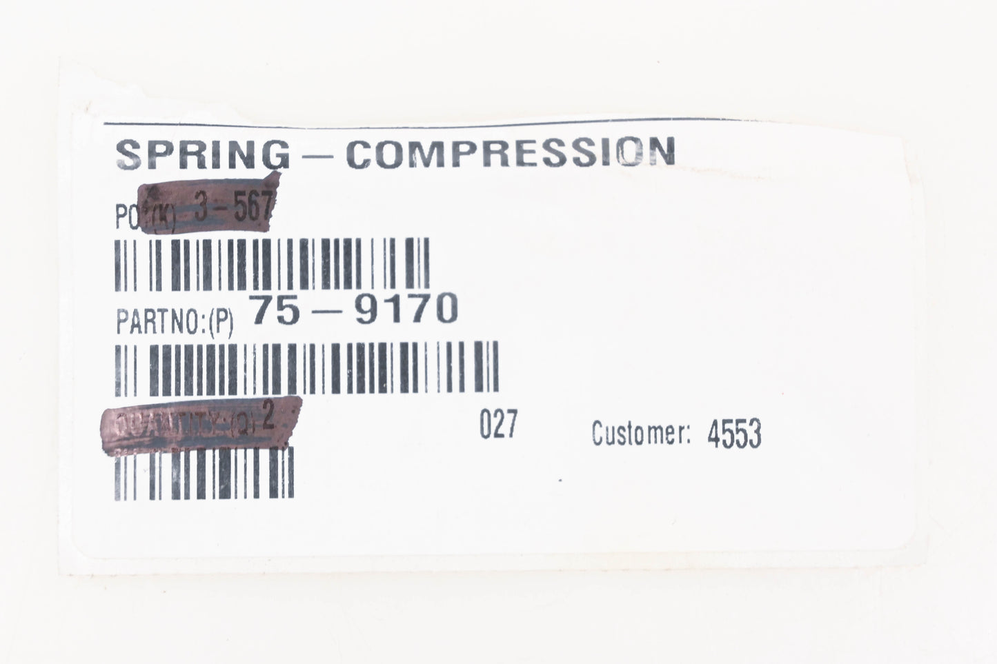 Toro 75-9170 Compression Spring NOS