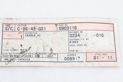 Caterpillar 0903116 Tank Cradle NOS