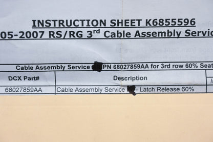 Mopar 68027859AA Latch Release Cable Assembly NOS