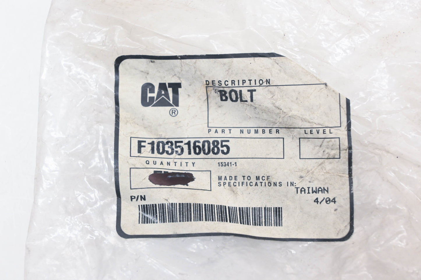 Caterpillar F103516085 Bolts Qty 2 NOS