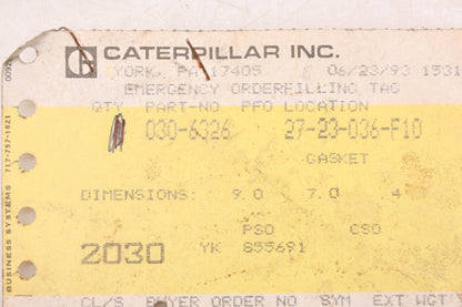 Caterpillar 306326, 0306326, 030-6326 Fan Gasket NOS