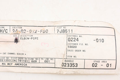 Caterpillar 7J8611, 7J-8611 Elbow Fitting NOS