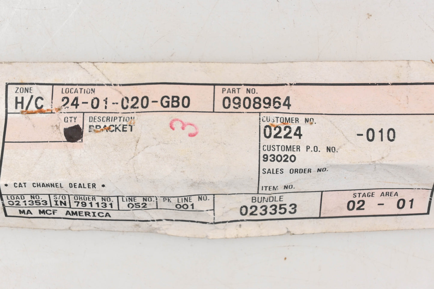 Caterpillar 908964, 0908964, 90-8964 Bracket NOS