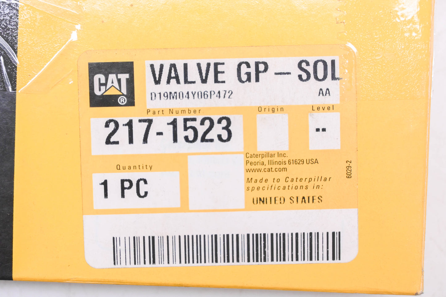 Caterpillar 217-1523, DS-2272, 217-1523-GP01 Valve GP Solenoid NOS