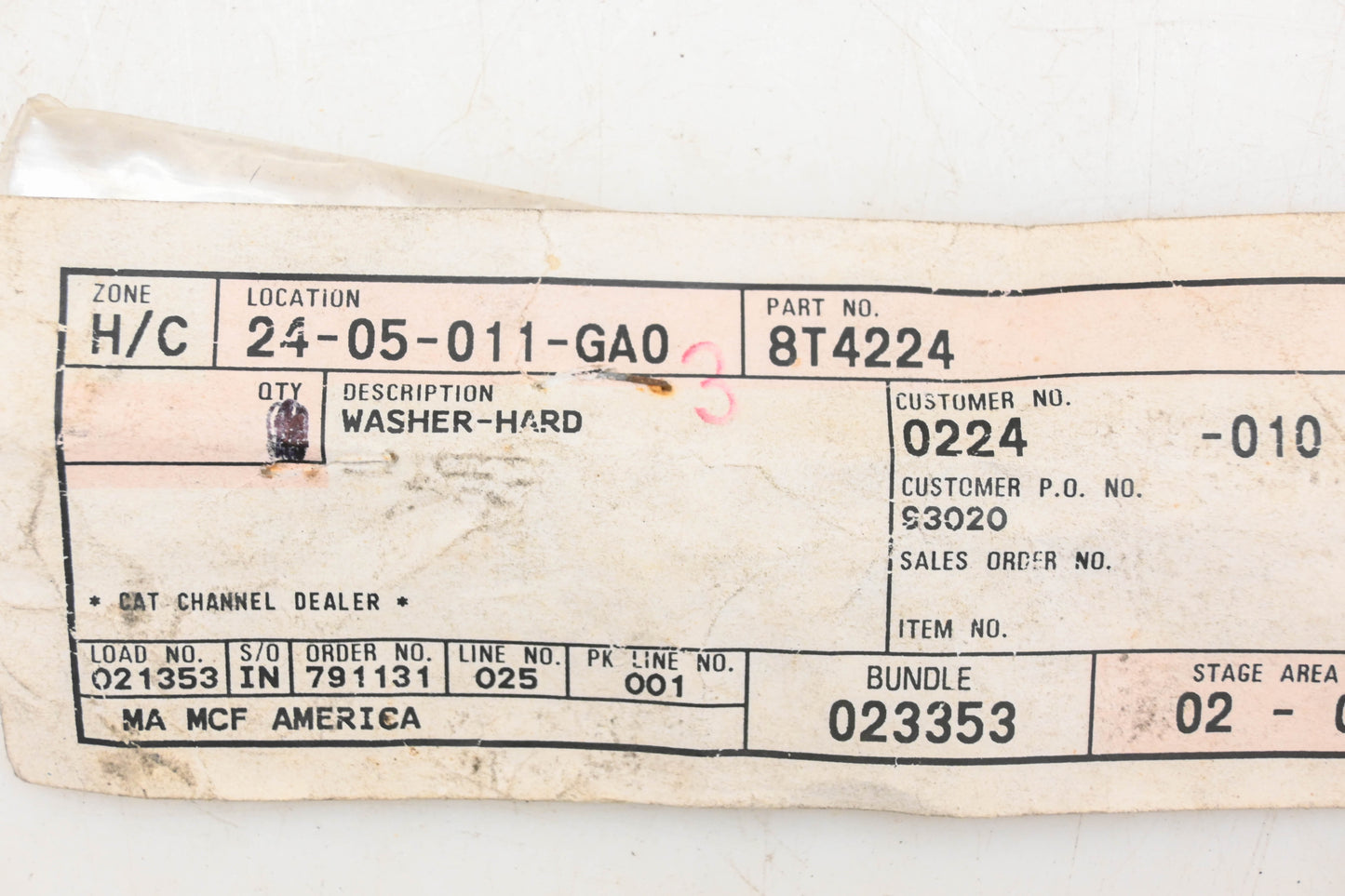 Caterpillar 8T4224, 8T-4224 Washers Qty 4 NOS