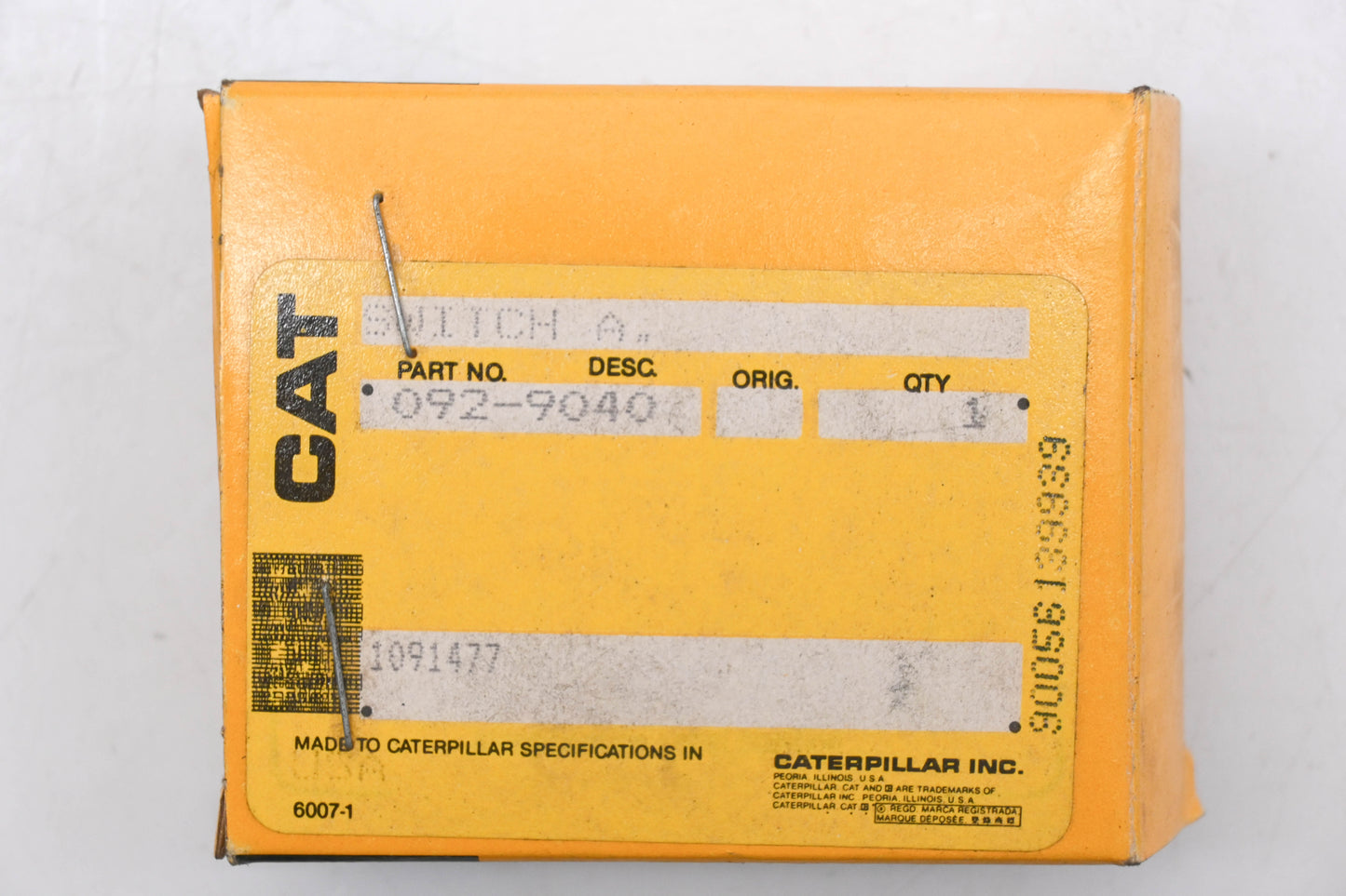 Caterpillar 929040, 0929040, 92-9040 Rocker Switch NOS
