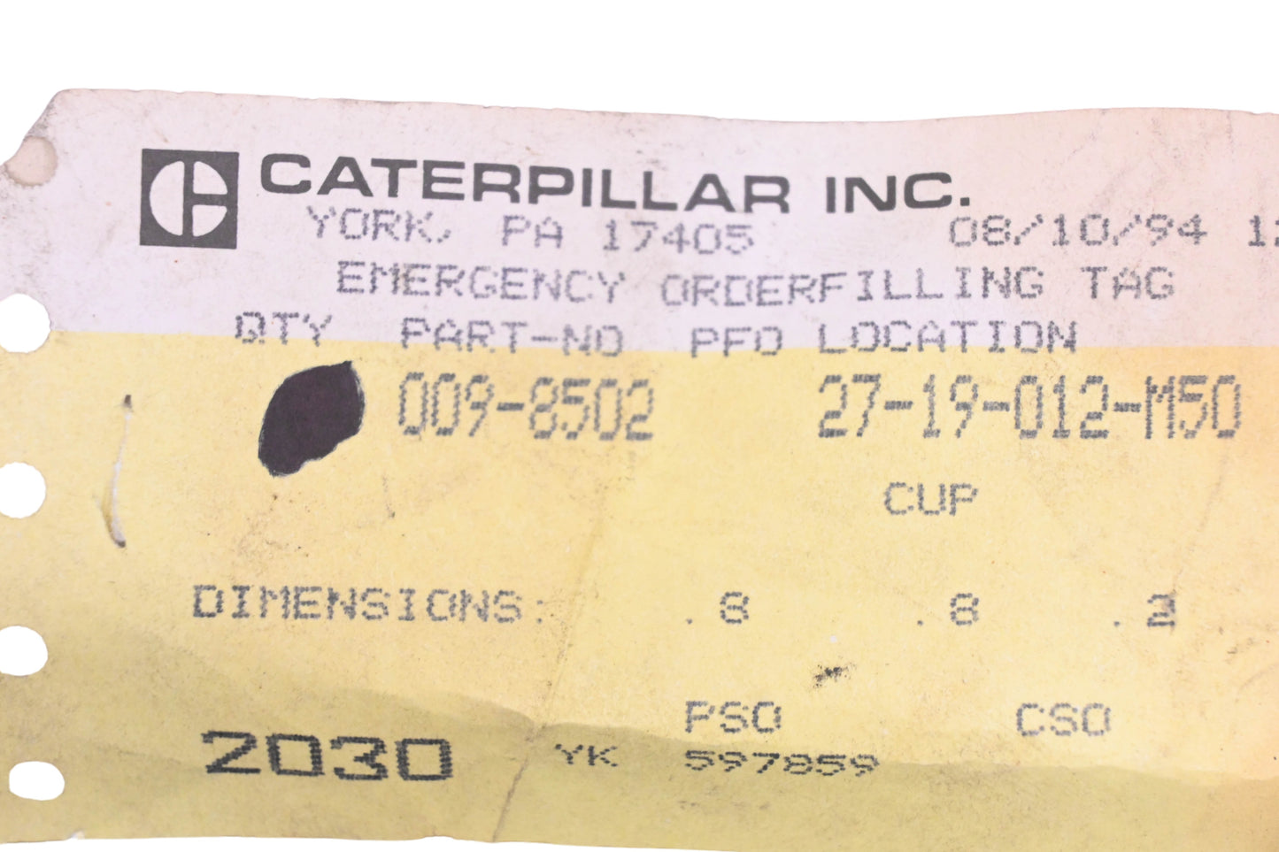 Caterpillar 009-8502, 0098502 Cups Qty 2 NOS