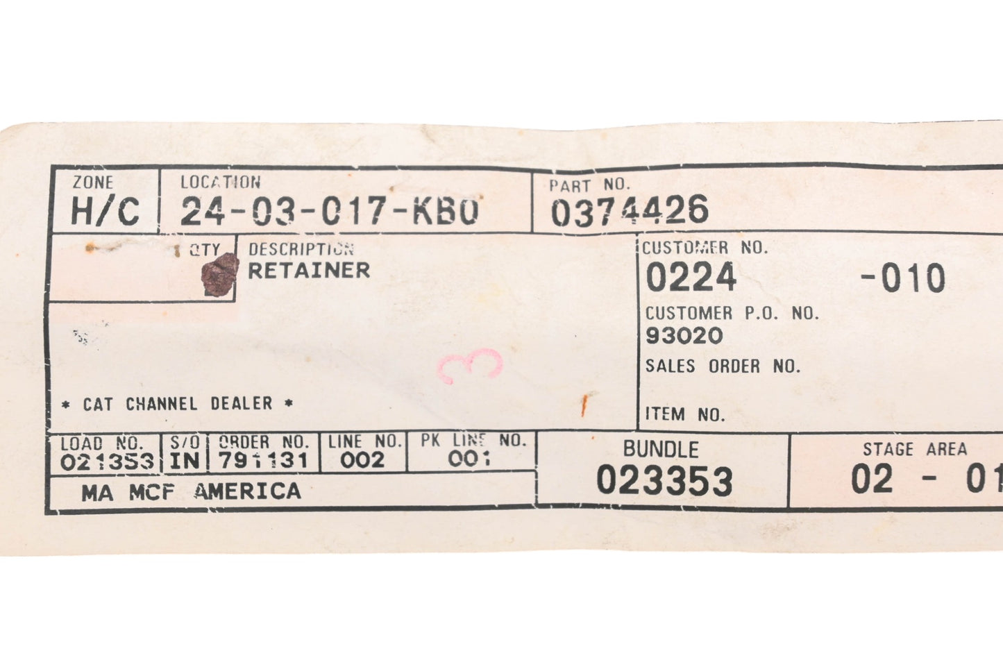 Caterpillar 374426, 0374426, 037-4426 Retainer Qty 2 NOS