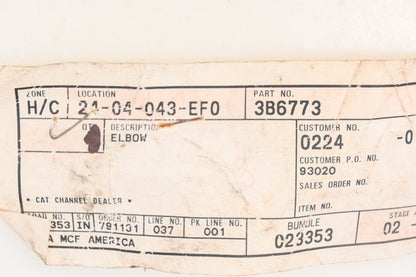 Caterpillar 3B6773, 3B-6773 Elbow Fitting NOS