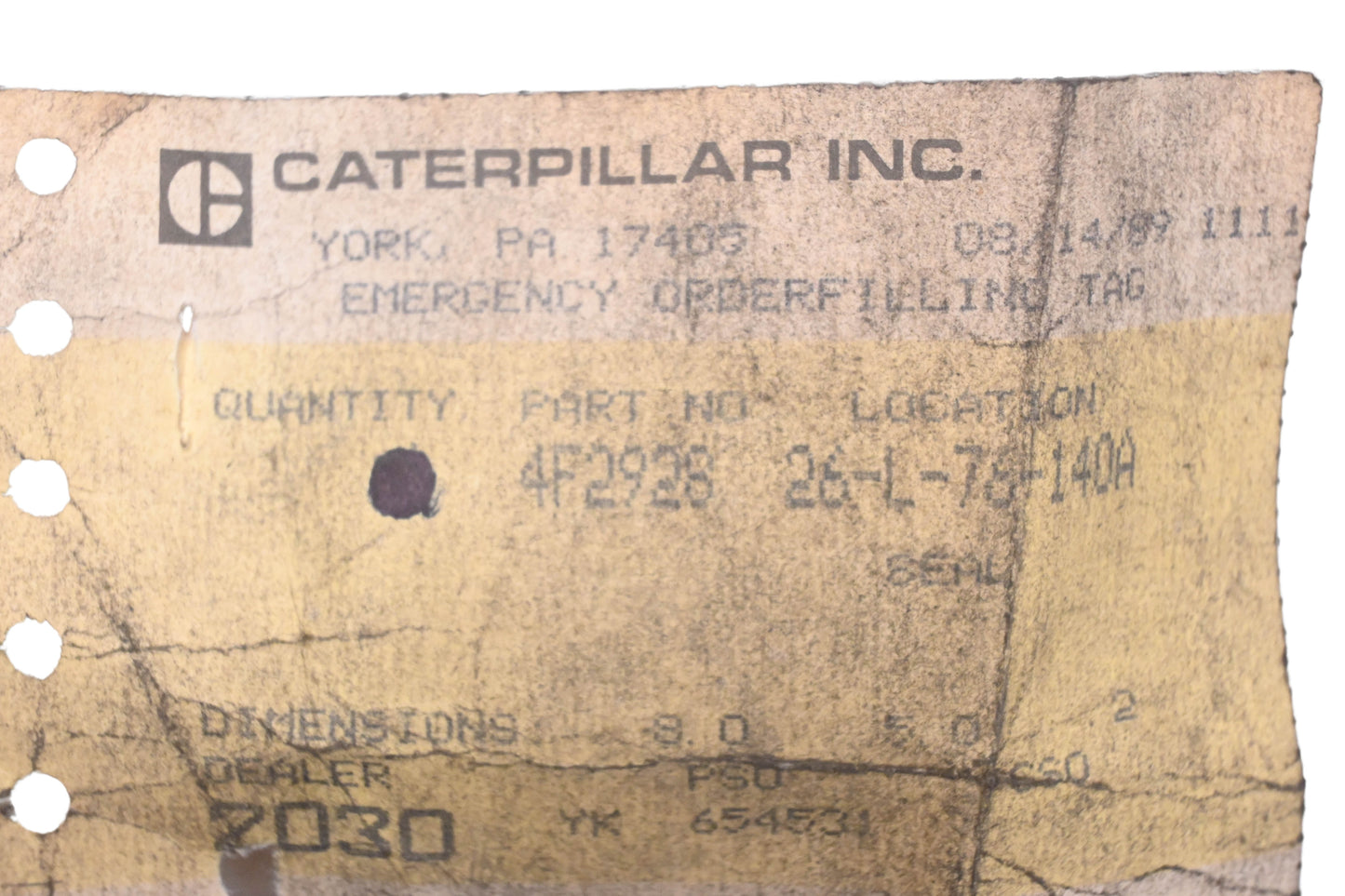 Caterpillar 4F2928, 4F-2928 O-Rings Qty 2 NOS