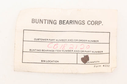 Bunting CB182120 Bronze Bushing 2.5"L x 1-1/8"ID x 1-5/16"OD NOS