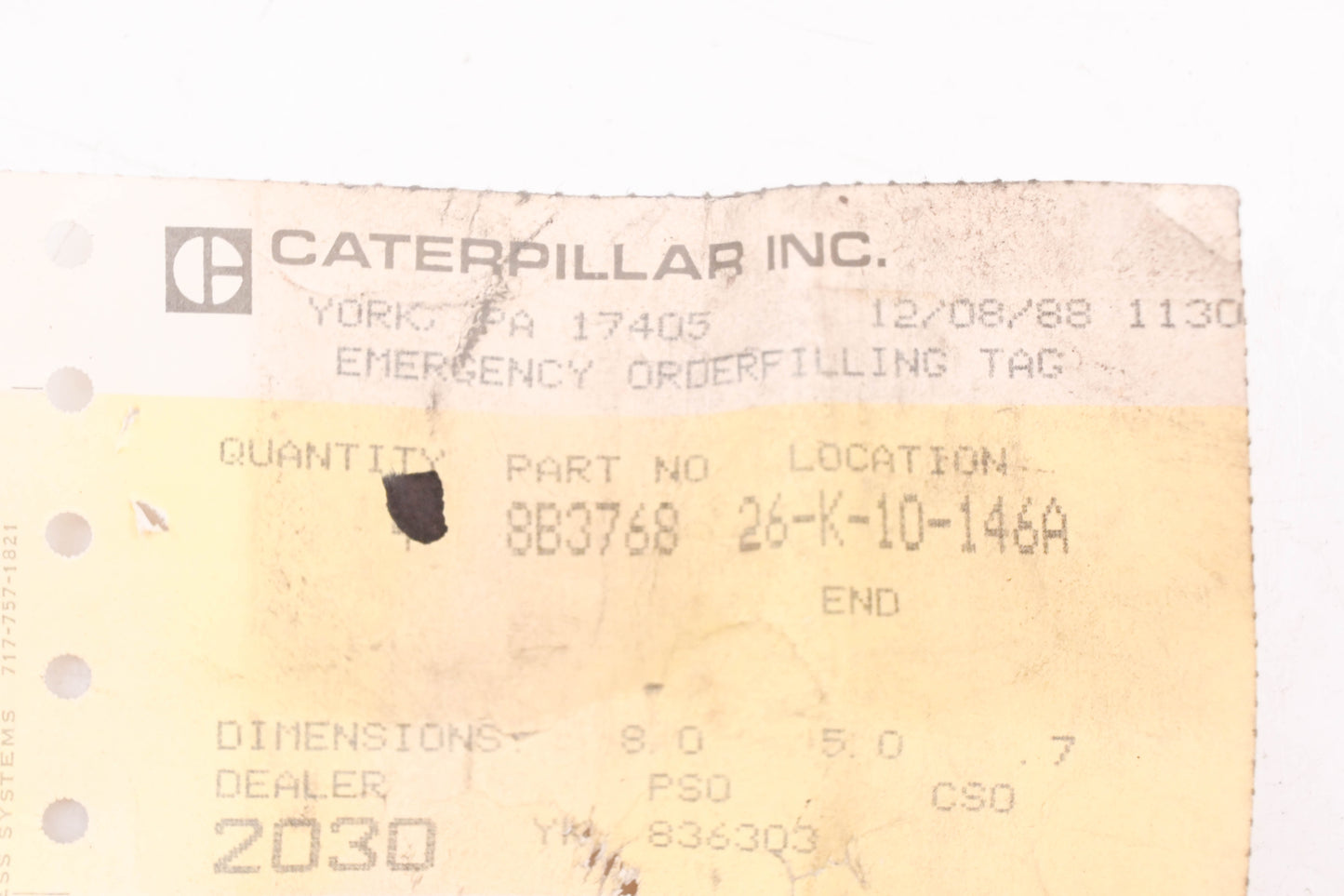 Caterpillar 8B3768, 8B-3768 Yoke End NOS