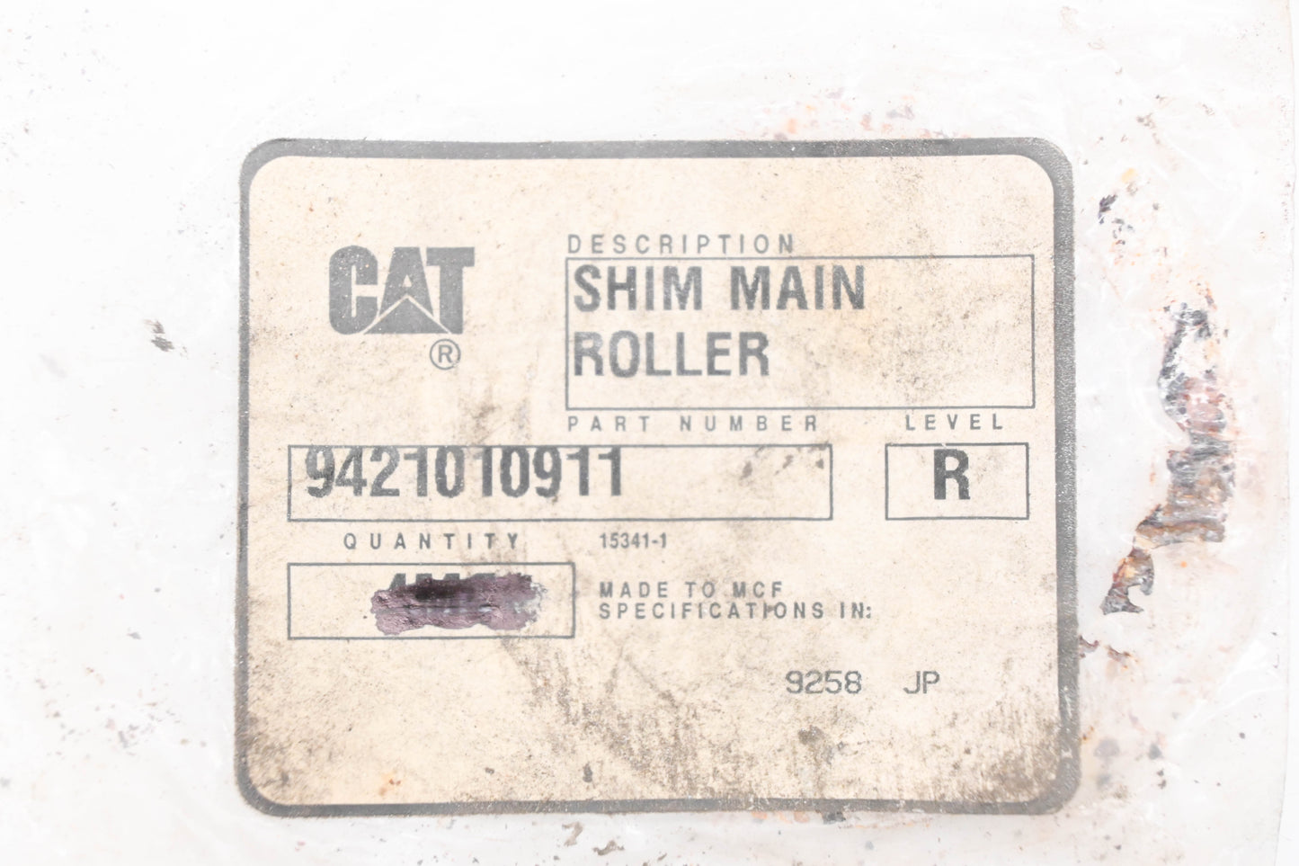 Caterpillar 9421010911 Main Roller Shims Qty 2 NOS