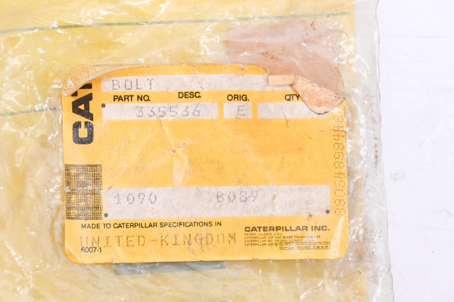 Caterpillar 335566, 0335566, 33-5566 Bolt NOS