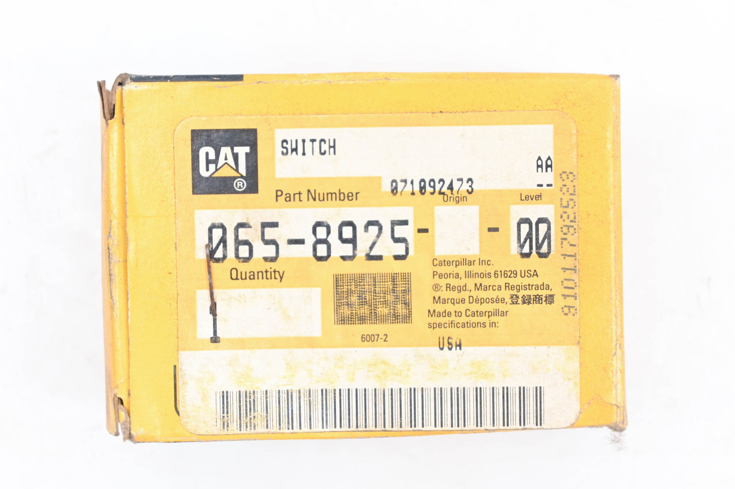 Caterpillar 658925, 0658925, 065-8925 Pressure Switch NOS