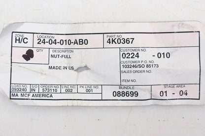 Caterpillar 4K0367, 4K-0367 Nuts Qty 2 NOS