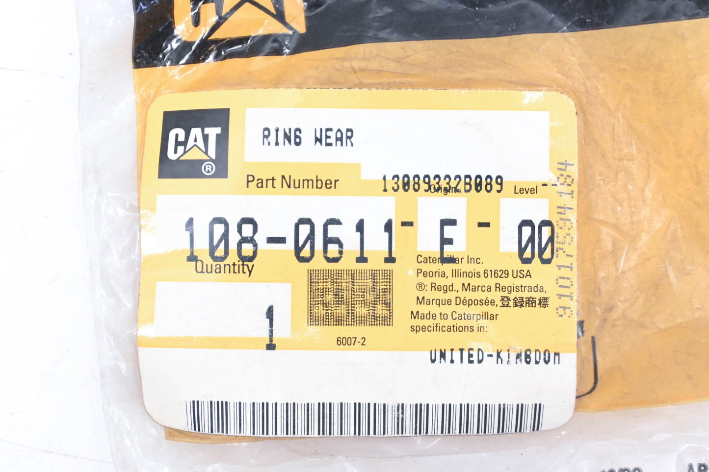 Caterpillar 108-0611E, 1080611E Wear Ring NOS
