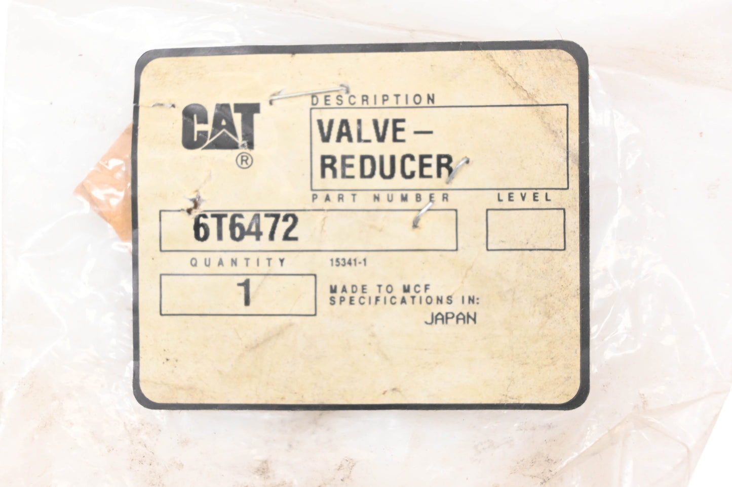 Caterpillar 6T6472, 6T-6472 Reducer Valve NOS