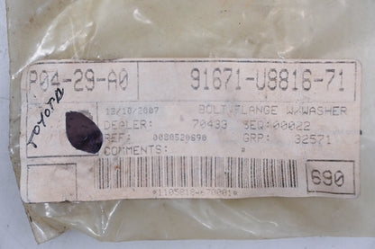 New OEM Toyota 91671-U8816-71 Flange Bolt With Washer NOS