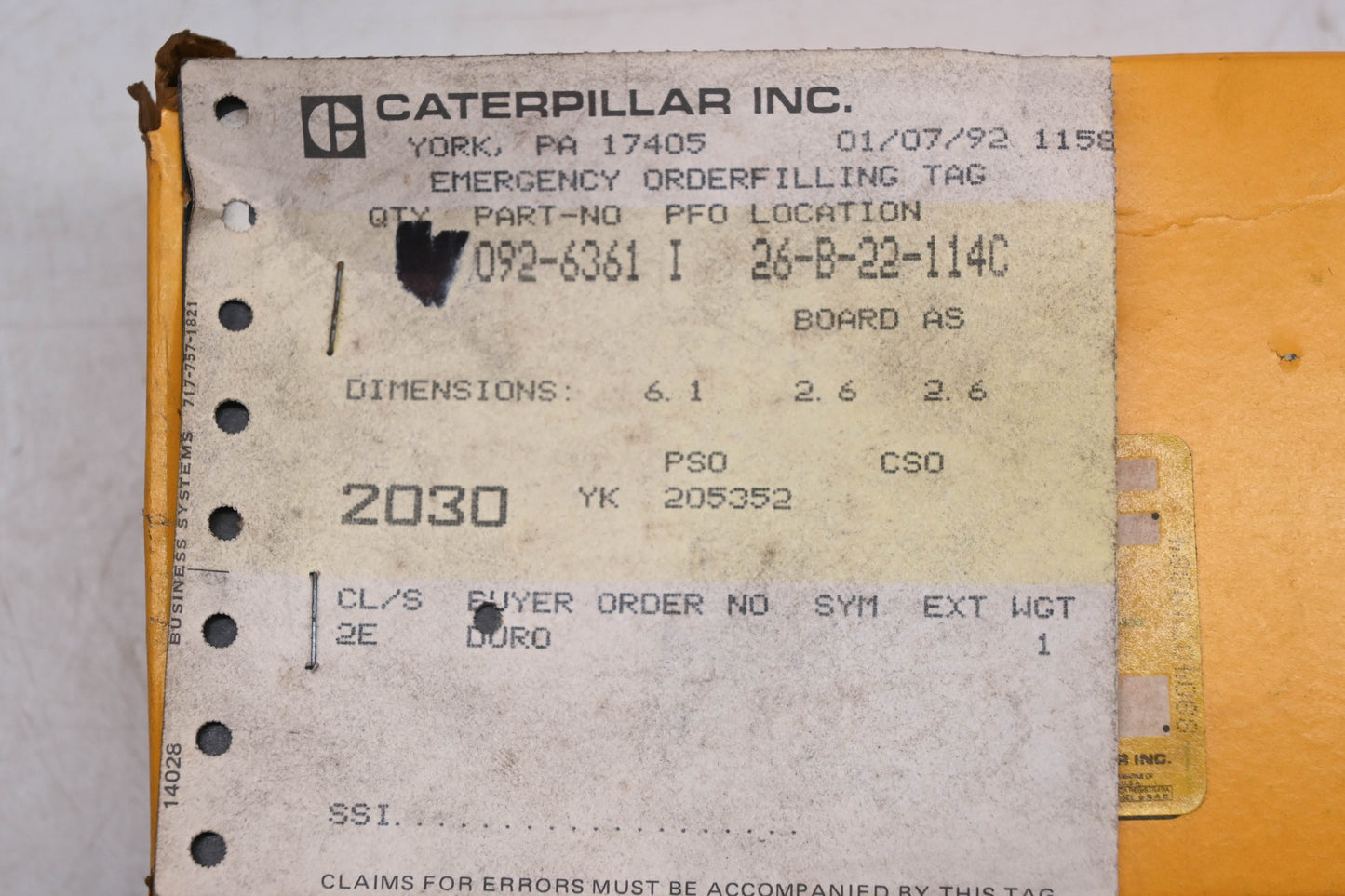 Caterpillar 926361, 0926361, 092-6361 Circuit Board NOS