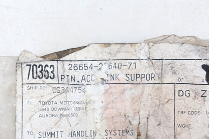 New OEM Toyota 26654-20540-71 Accelerator Link Support Pin NOS