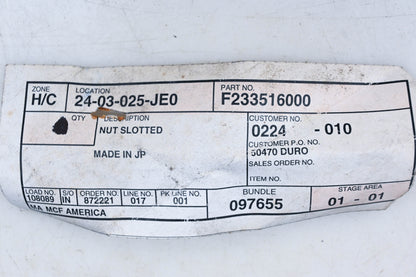 Caterpillar F233516000, F2335-16000 Castle Slotted Nut NOS