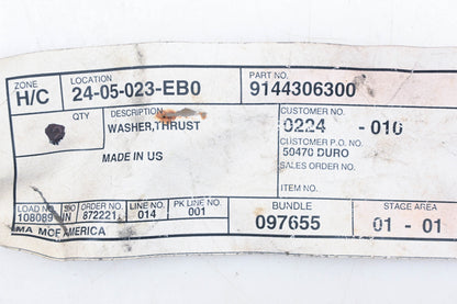 Mitsubishi 9144306300, 91443-06300 Thrust Washer NOS