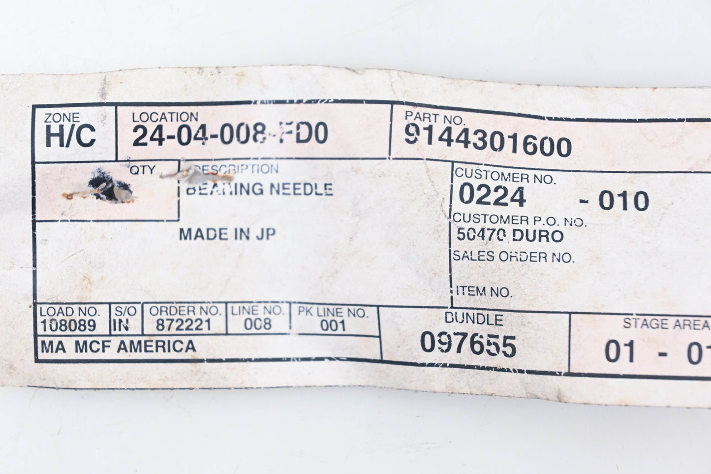 Mitsubishi 9144301600, 91443-01600 NTN 7EHKS 28x35x33 Needle Bearing NOS