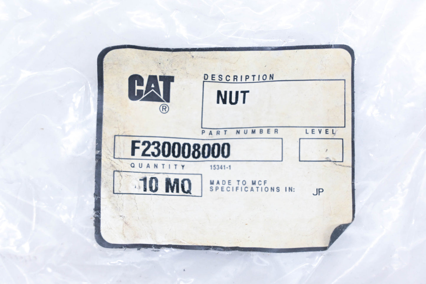 Caterpillar F230008000, F2300-08000 Nuts Qty 10 NOS