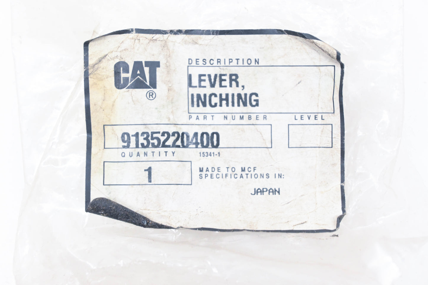 Caterpillar 9135220400, 91352-20400 Inching Lever NOS